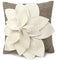 Hand Felted Wool Pillow - 3D Flower Cream Gray - 20" Arcadia Home